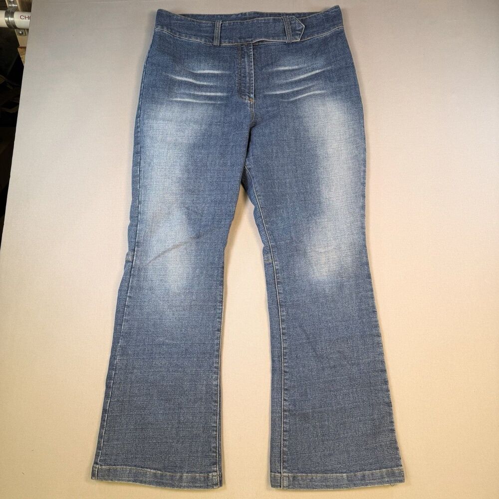 Vtg Y2K London Blue Vigoss Jeans Bootcut Denim Flare Hippie Boho 19/20 Zip Hem
